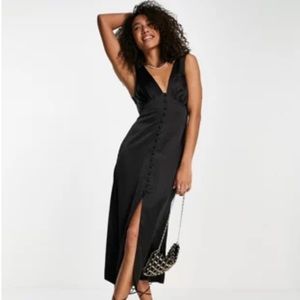 ASOS midi black satin cocktail dress